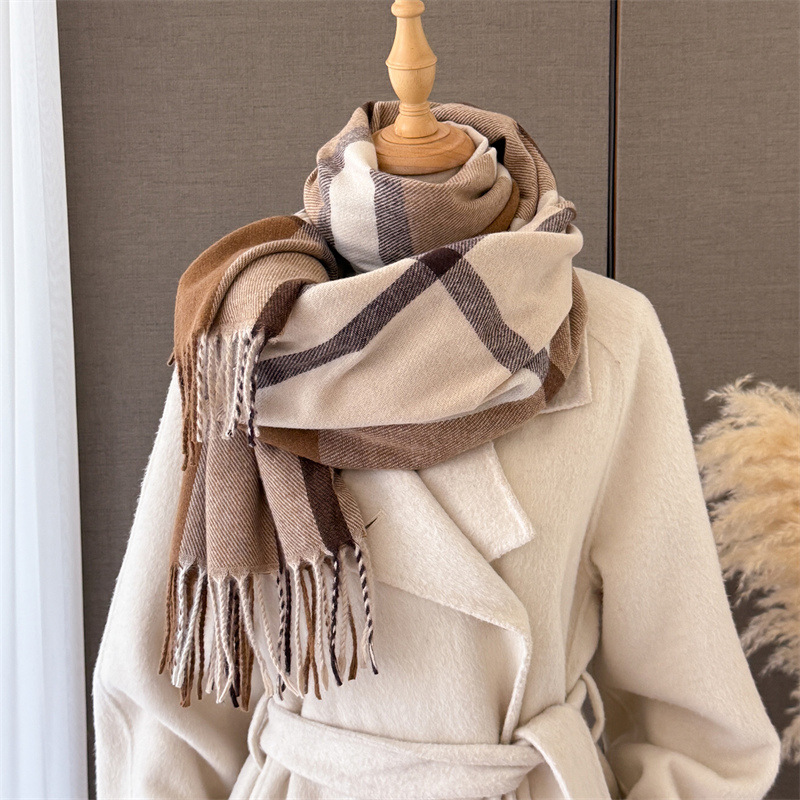 Pashmina Wrap Large - Women Scottish Plaid Imitation Cashmere Shawl