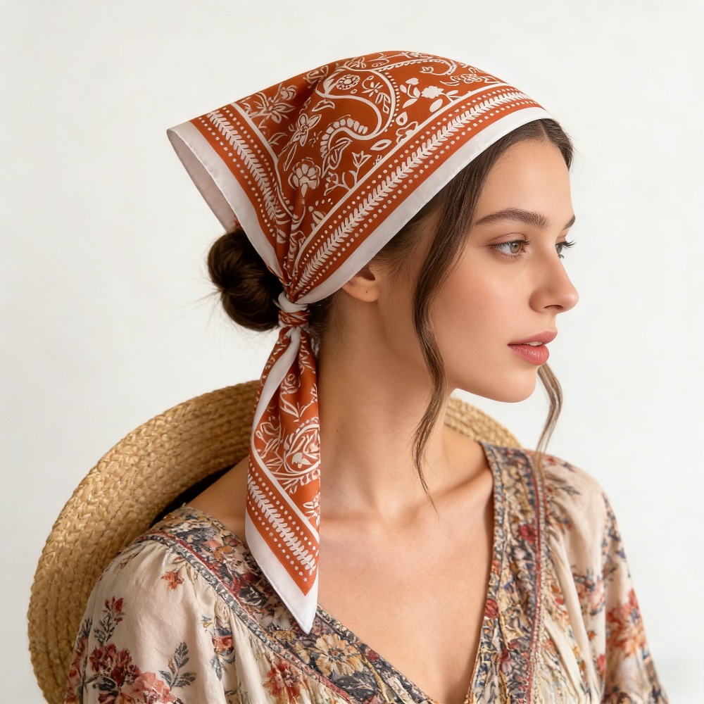 Scarf Silk Square - 1Pc cashew print fashion silk scarf