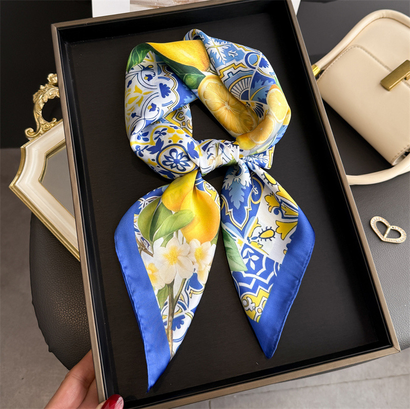 Ascot Neck Scarf - 2026 New Fruit Print Silk Square