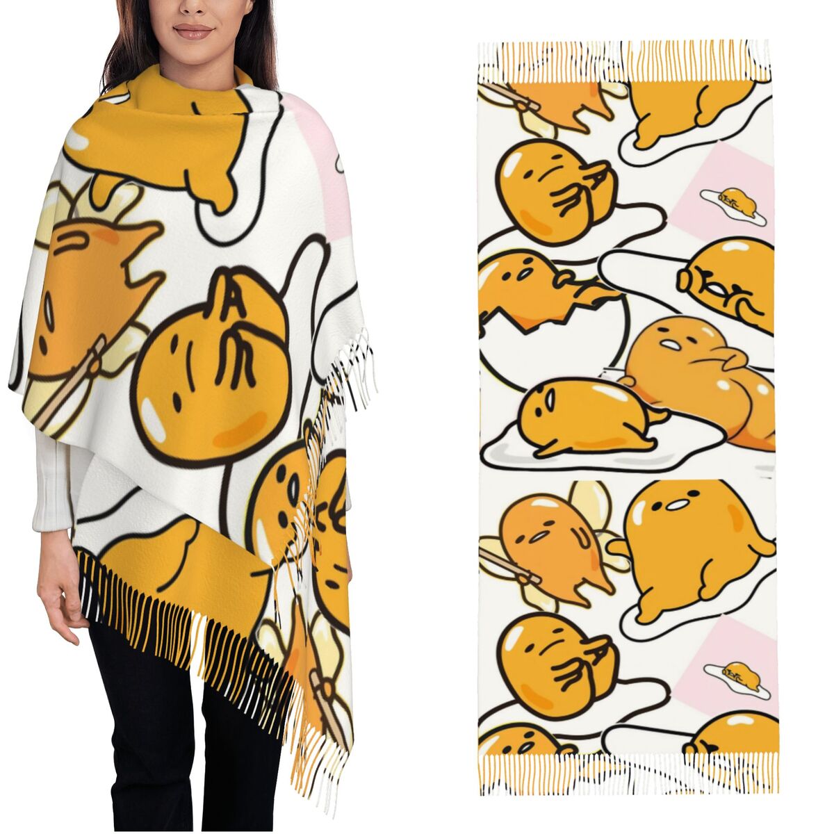 Pashmina Wrap Large - Gudetama Cute Egg Cartoon Scarf for