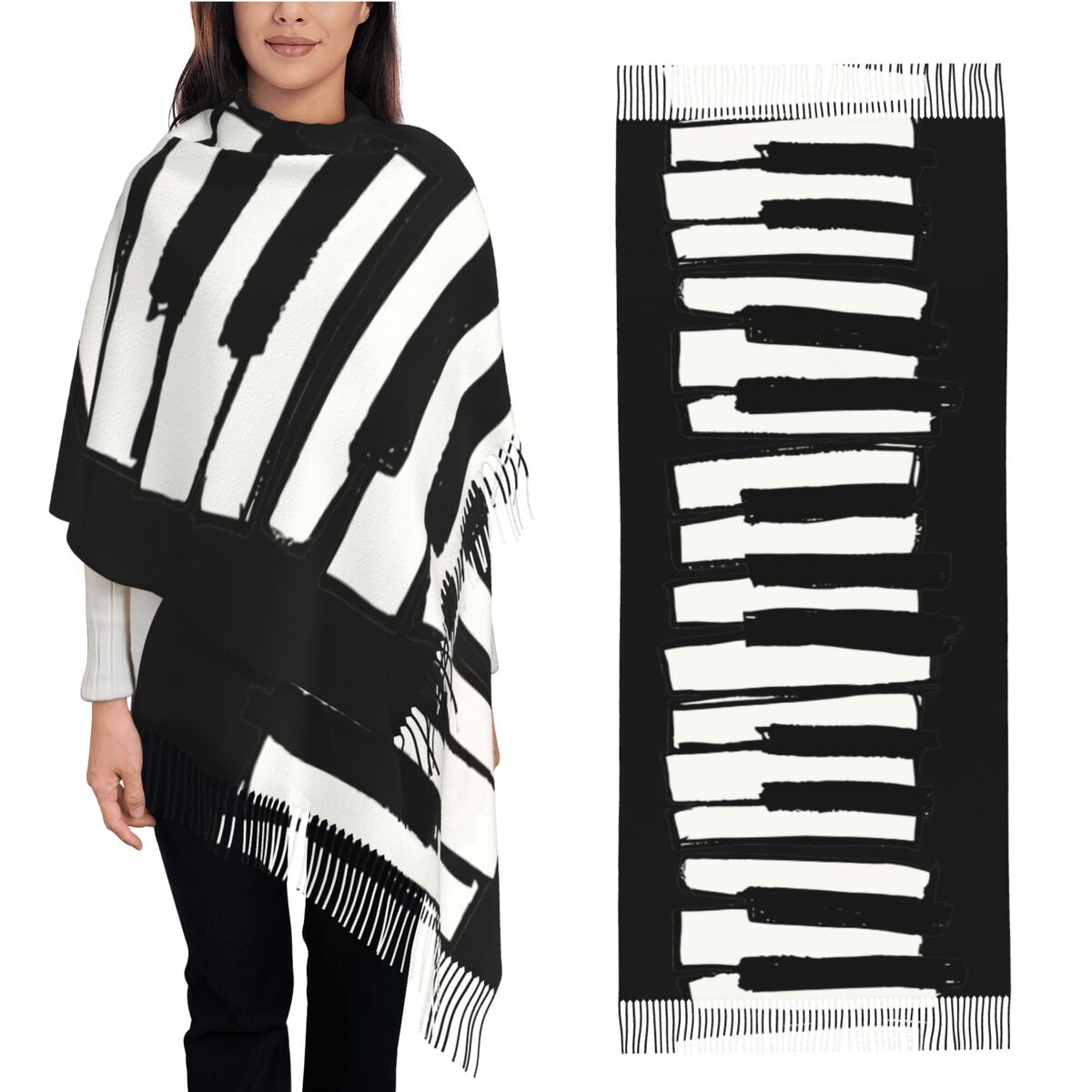 Minimalistic Piano Keys Scarf  - Pashmina Wrap Large 评论和价格