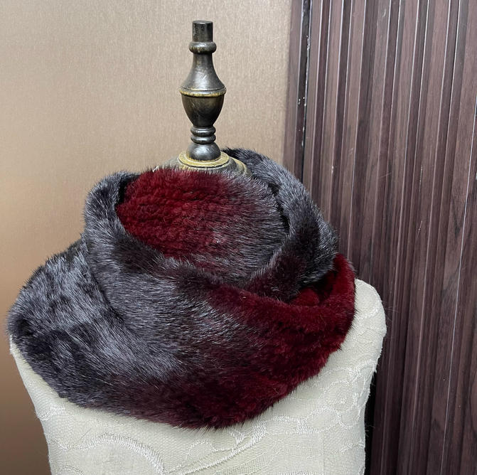 Ombre Color Genuine Mink Fur S - Infinity Scarf Knit 评论和价格