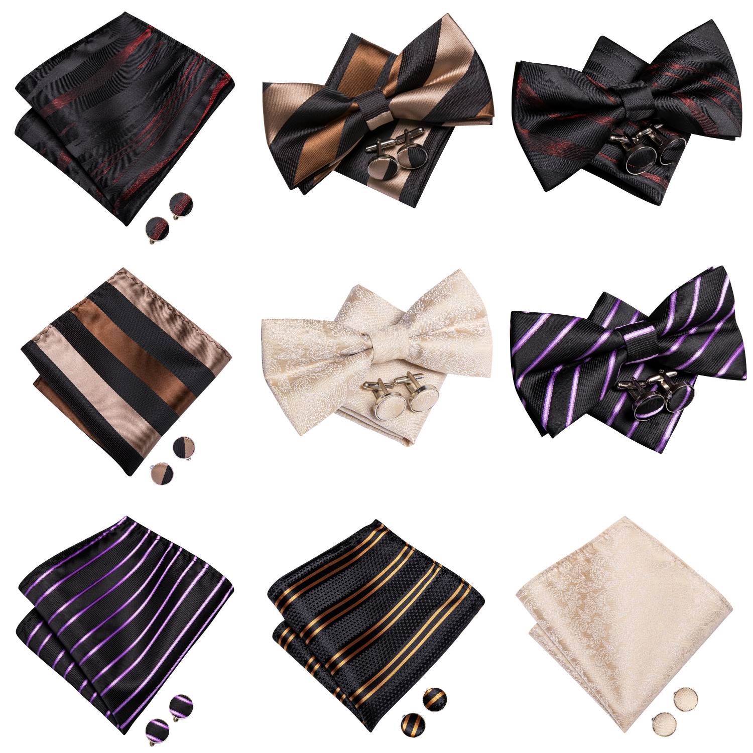 Mens Bow Tie Hanky Cufflinks P - Bow Tie Pre Tied 评论和价格