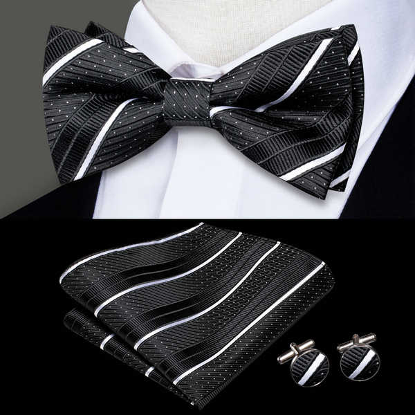 Mens Bow Tie Hanky Cufflinks P - Bow Tie Pre Tied 评论和价格