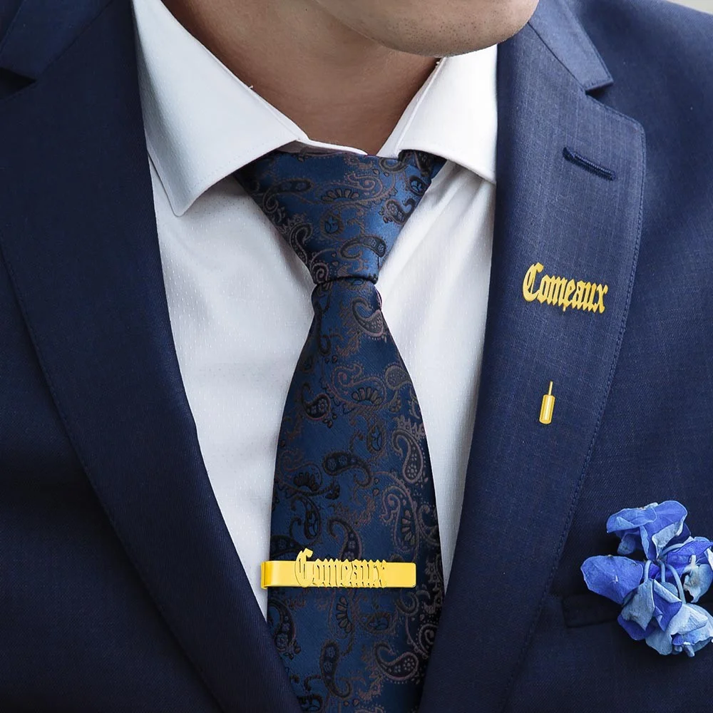 Personalized Cufflinks/Lapel P - Tie Bar Set Gift 评论和价格