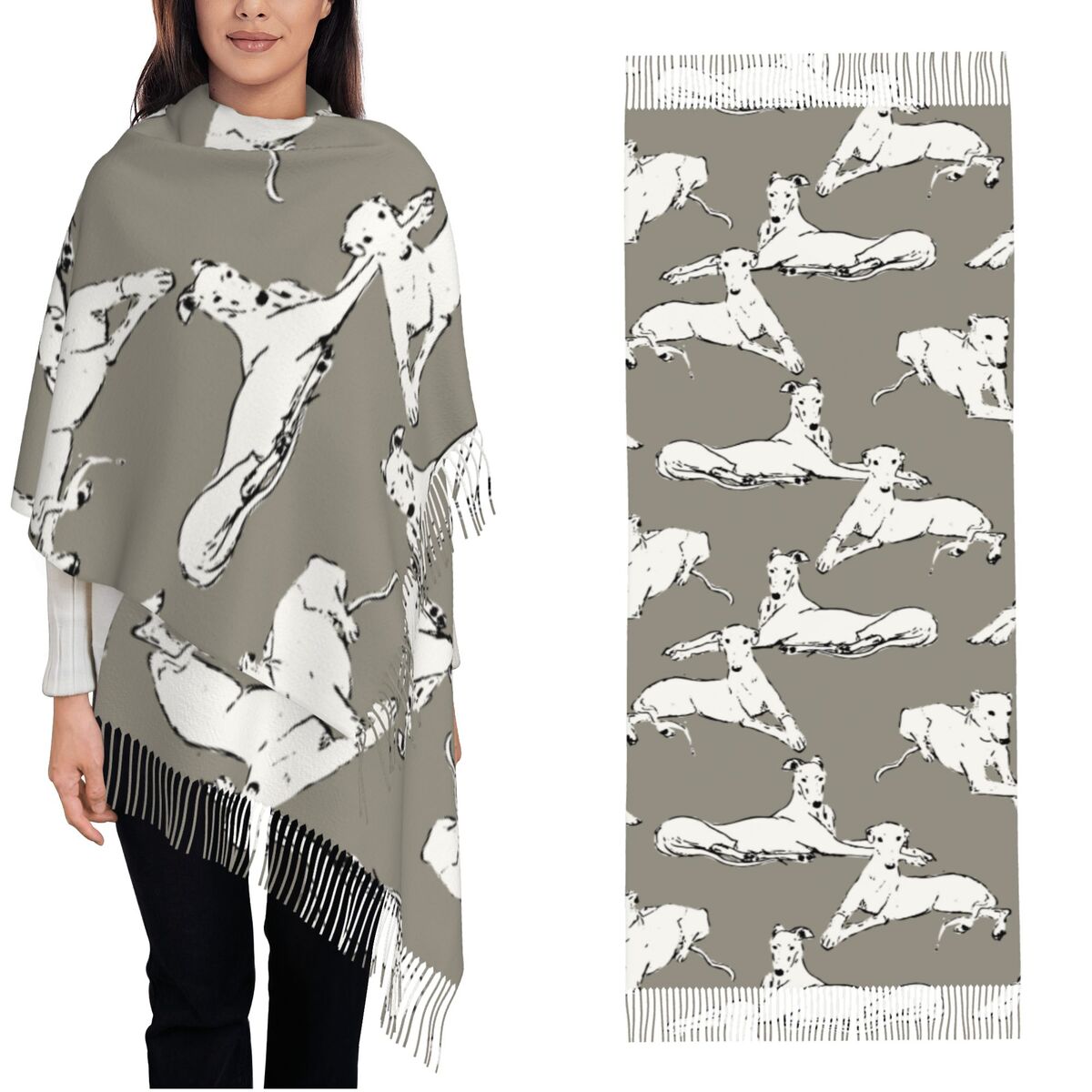 Relaxing Greyhound Whippet Sca - Pashmina Wrap Large 评论和价格