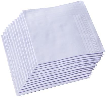 Men's Pure White 100% Cotton H - Handkerchief Cotton Men 评论和价格