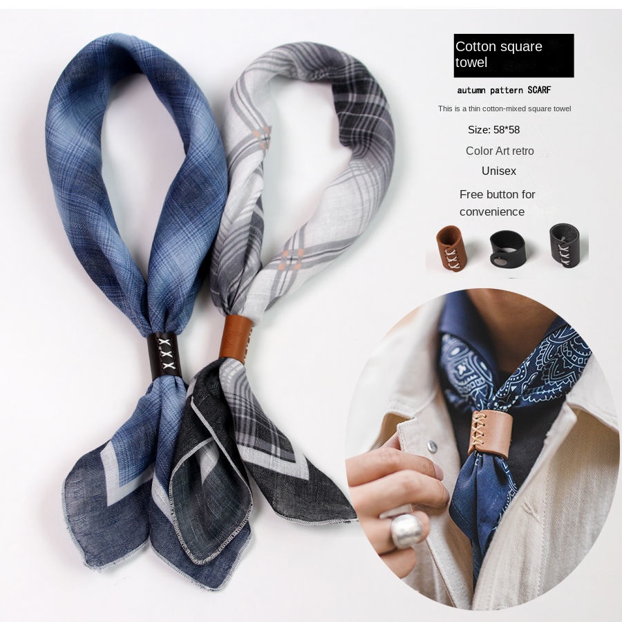 Men's Square Scarf with Button - Ascot Neck Scarf 评论和价格