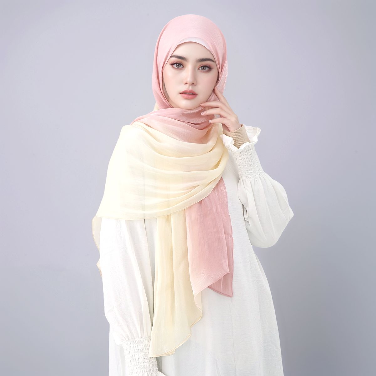 Gradient Twinkle Silk Hijab Sc - Head Wrap Turban 评论和价格