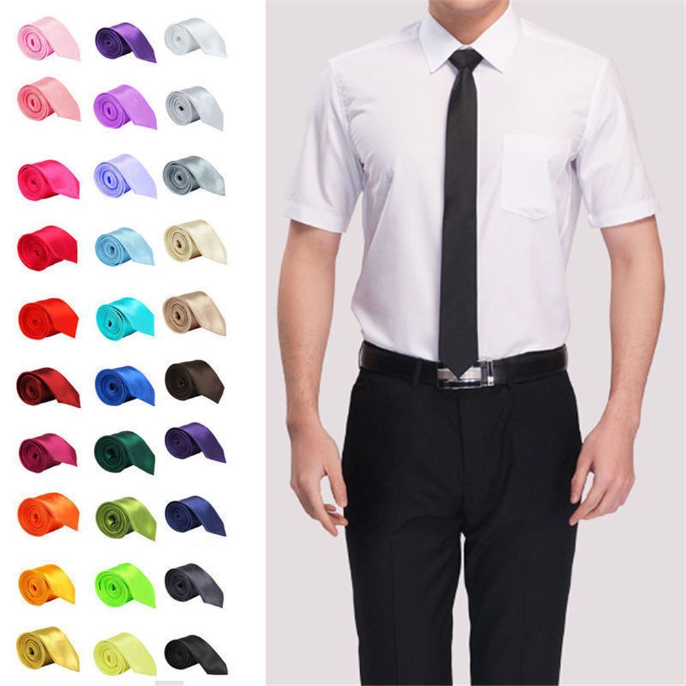 Slim Skinny Solid Neck Necktie - Skinny Tie Men 评论和价格