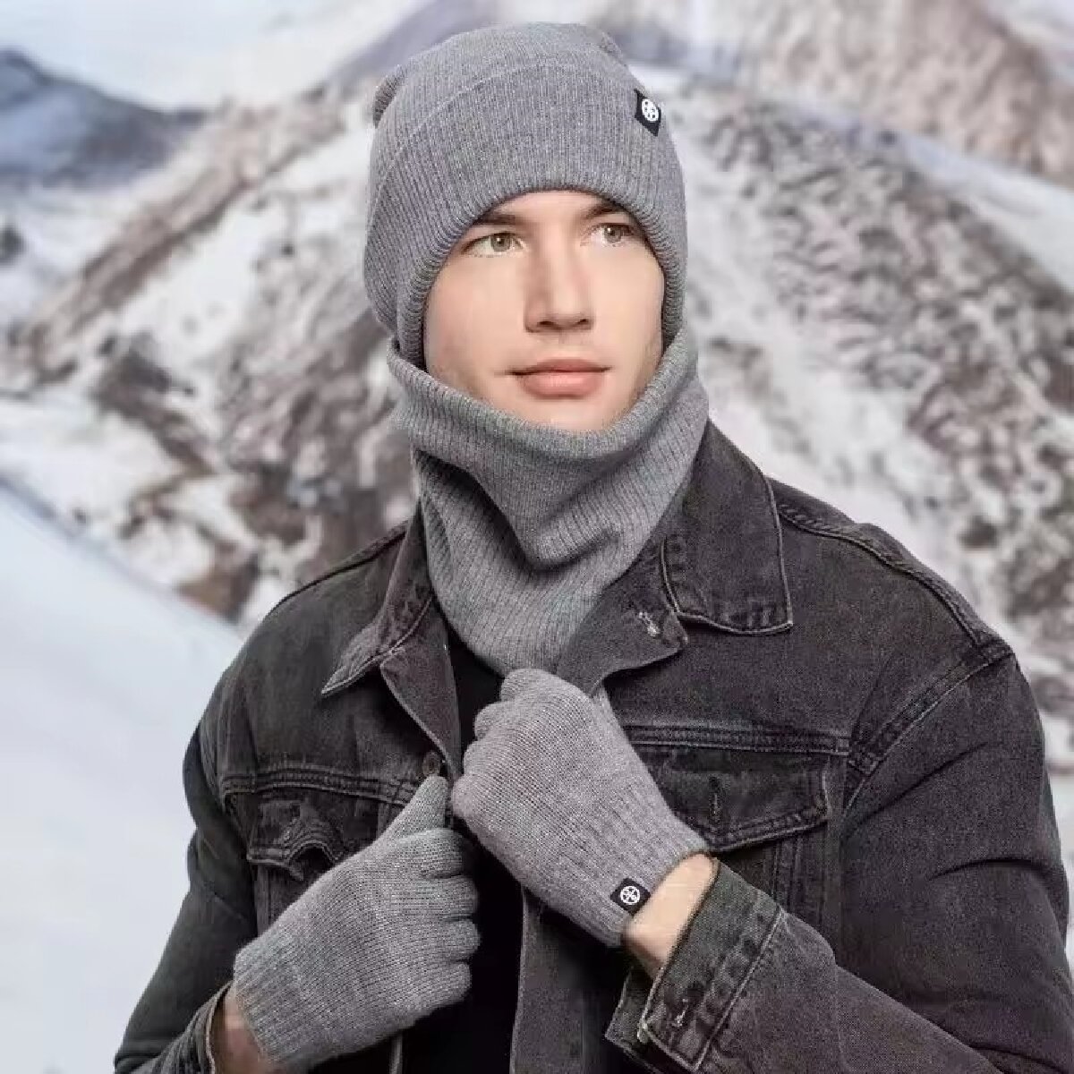 3pcs Winter Beanie Hat Gloves  - Muffler Men Wool 评论和价格