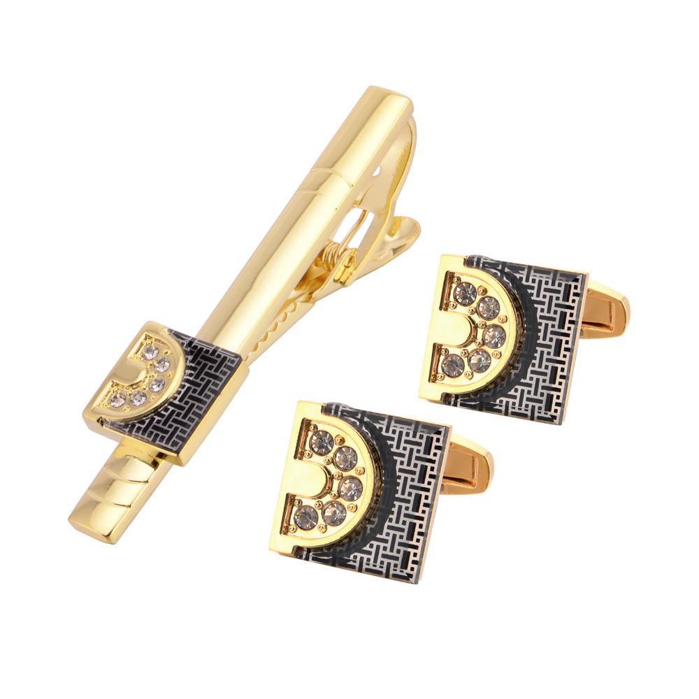 Gold Tone Cufflinks Tie Bar Se - Tie Bar Set Gift 评论和价格