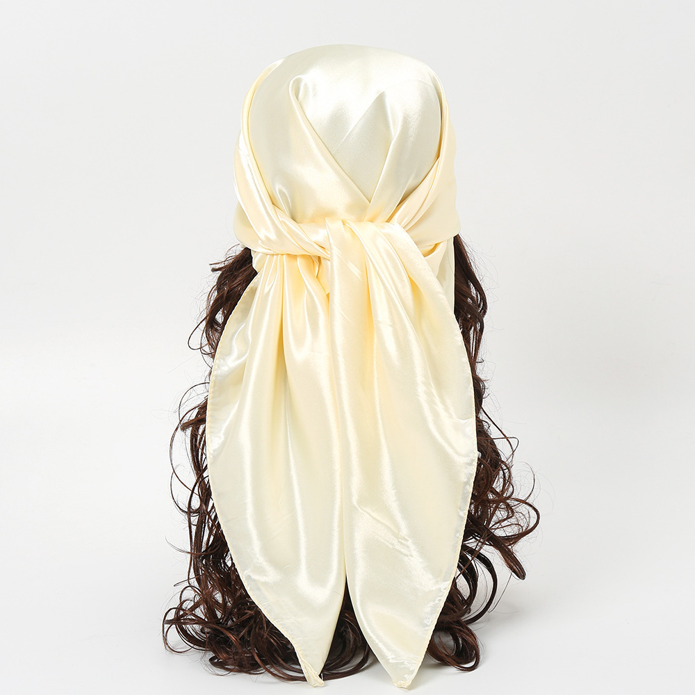90cm Solid Colors Neckerchief  - Scarf Silk Square 评论和价格